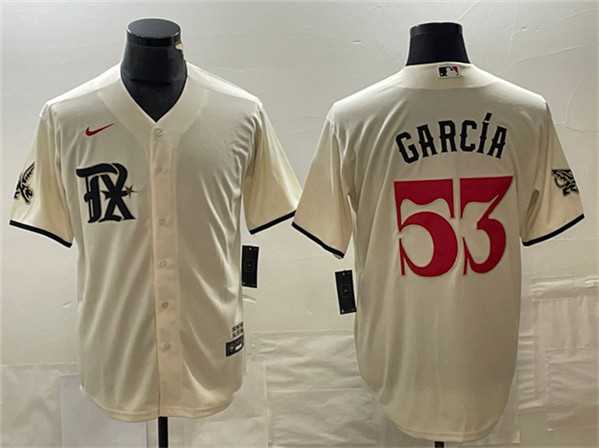 Men's Texas Rangers #53 Adolis Garcia Cream City Connect Cool Base Stitched Baseball Jersey